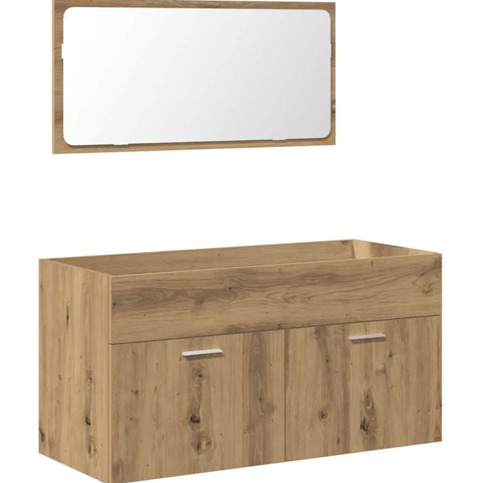 vidaXL Armoire de salle de bain avec miroir chêne artisanal