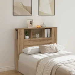 vidaXL Armoire de tête de lit chêne artisanal 120x19x104,5 cm