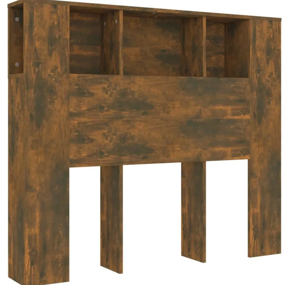 vidaXL Armoire de tête de lit chêne fumé 120x18,5x102,5 cm
