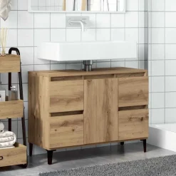 vidaXL Armoire d'évier chêne artisanal 80x33x60 cm bois d'ingénierie