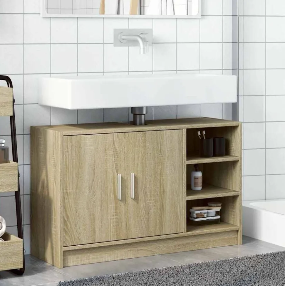 vidaXL Armoire d'évier chêne sonoma 90x29x55 cm bois d'ingénierie