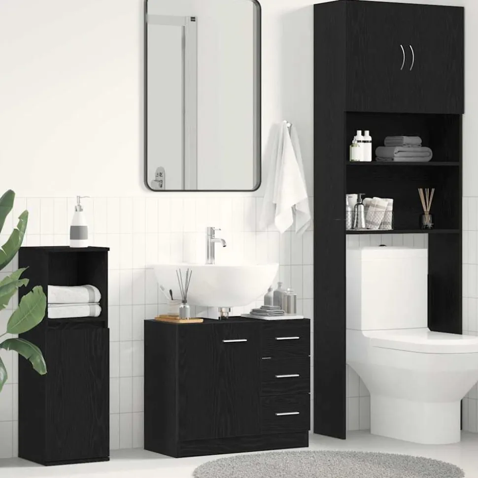vidaXL Armoire d'évier chêne noir 63x30x54 cm Bois d'ingénierie