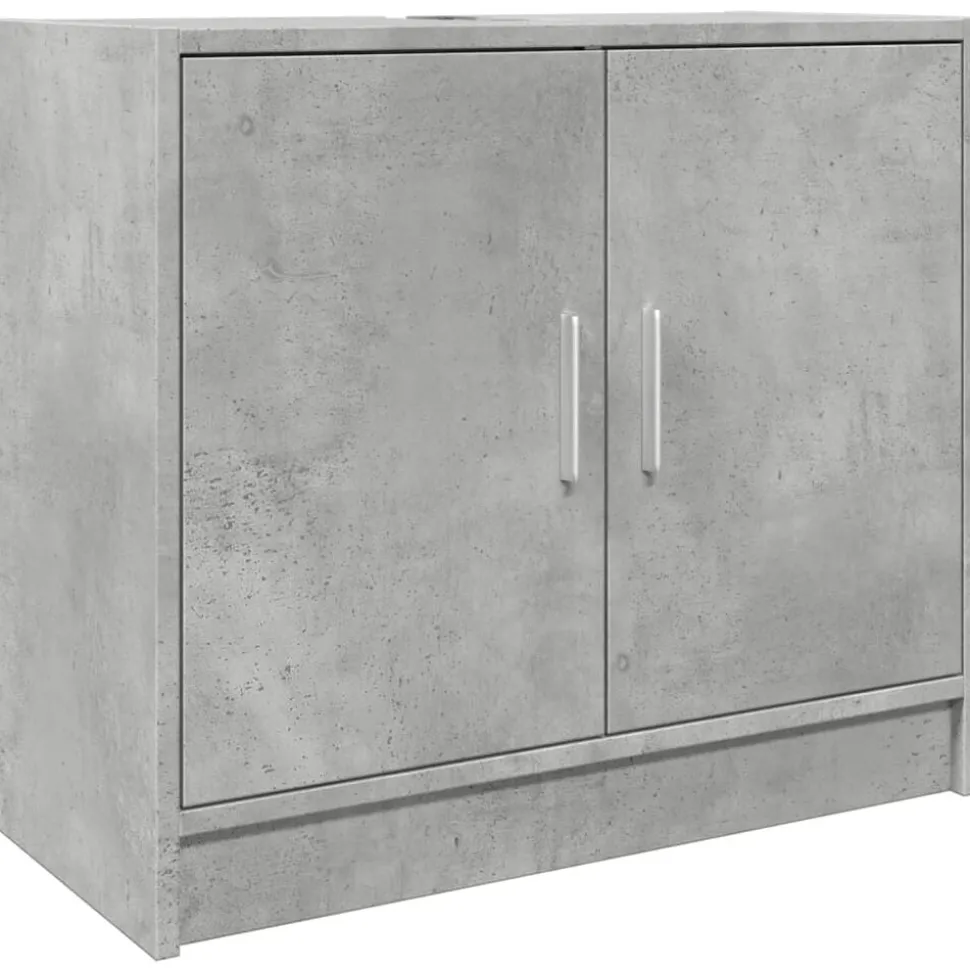 vidaXL Armoire d'évier gris béton 63x29x55 cm bois d'ingénierie