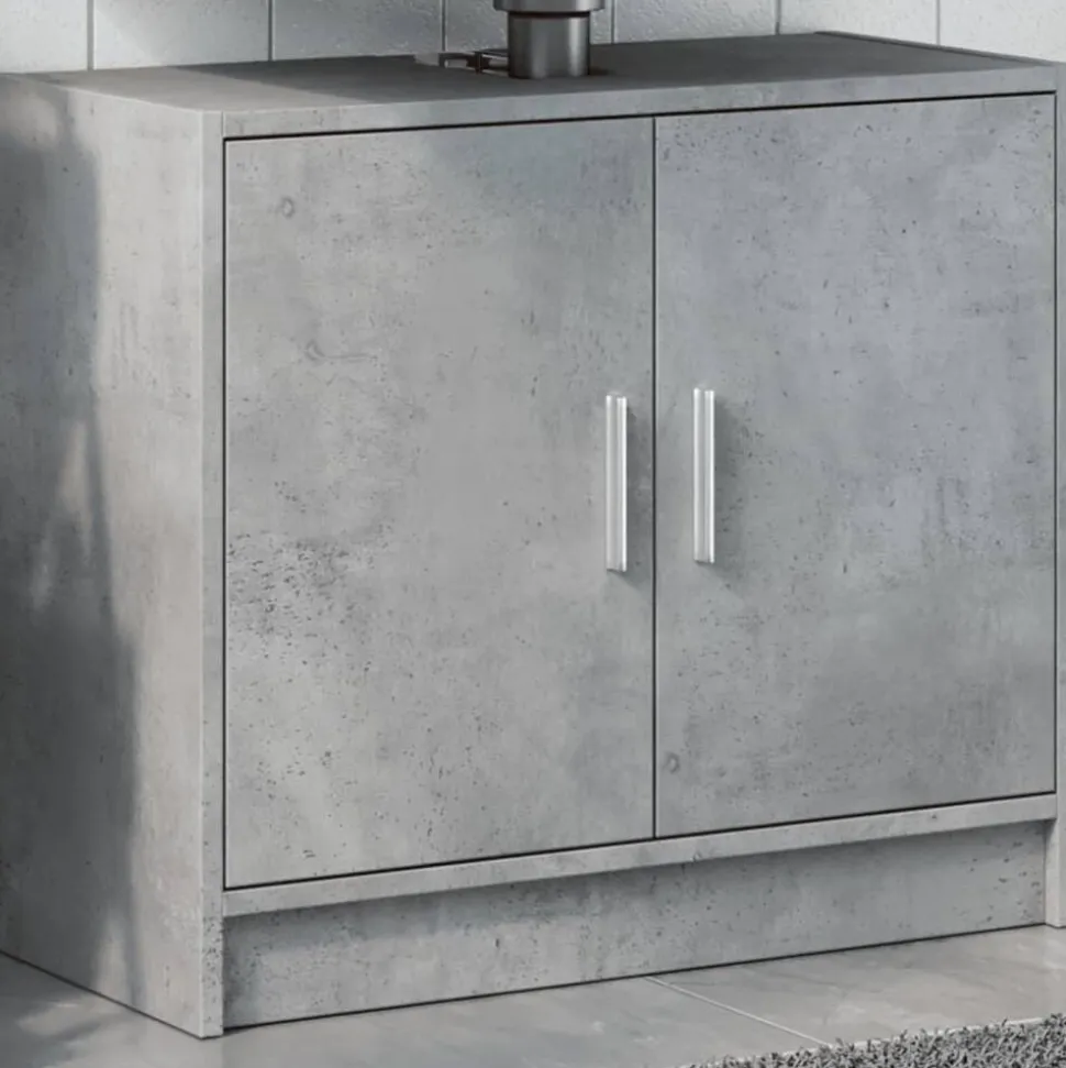 vidaXL Armoire d'évier gris béton 63x29x55 cm bois d'ingénierie