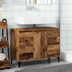 vidaXL Armoire d'évier vieux bois 80x33x60 cm bois d'ingénierie