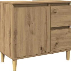 vidaXL Armoire lavabo chêne artisanal 65x33x60 cm bois d'ingénierie