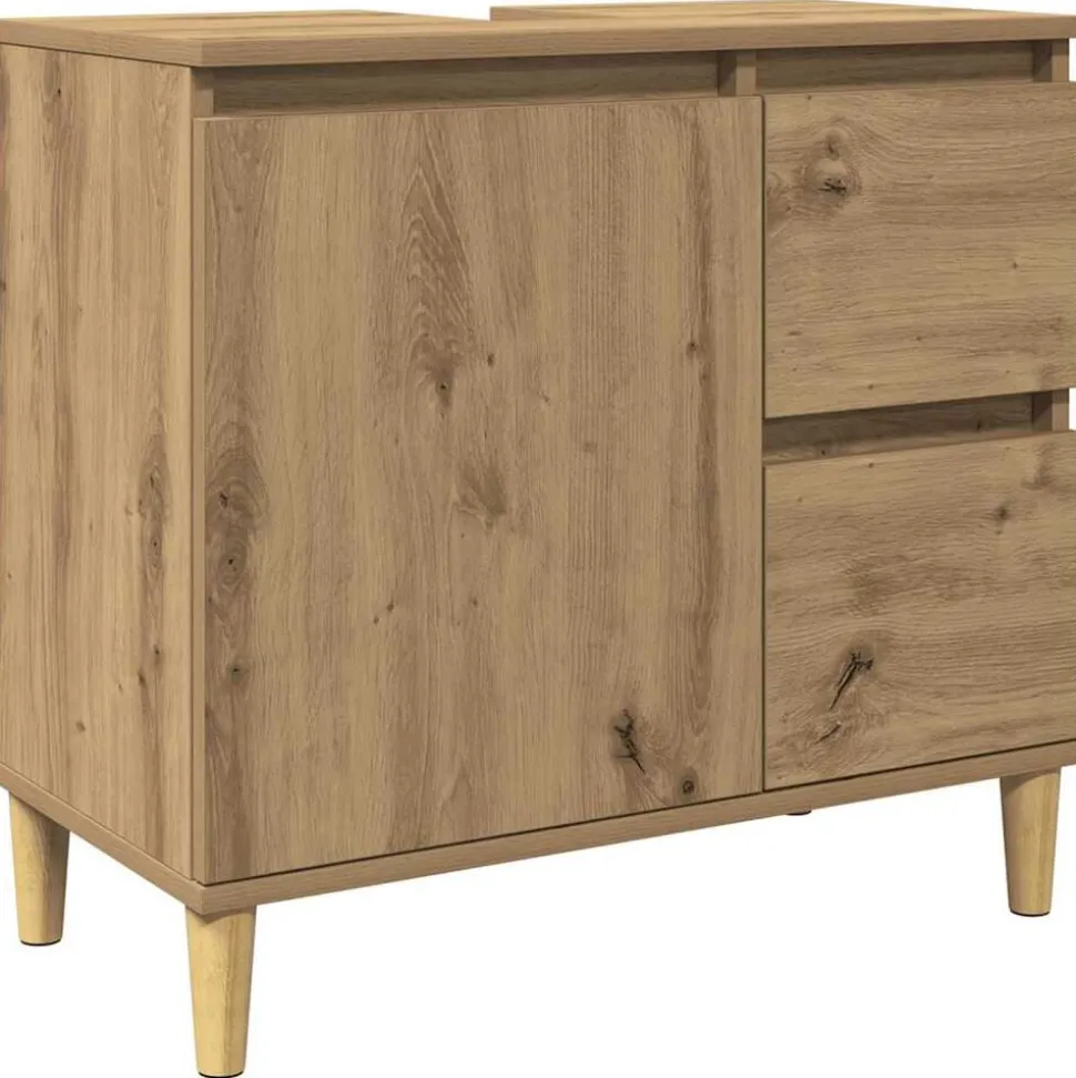 vidaXL Armoire lavabo chêne artisanal 65x33x60 cm bois d'ingénierie