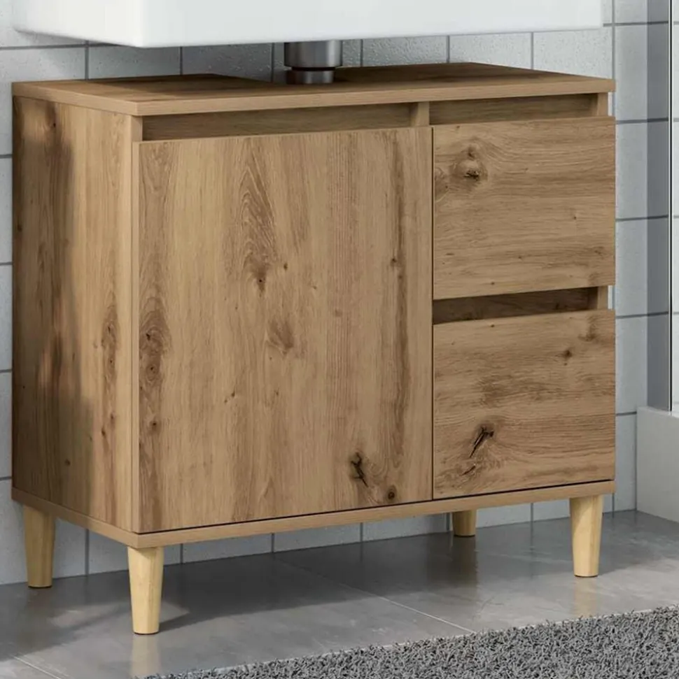vidaXL Armoire lavabo chêne artisanal 65x33x60 cm bois d'ingénierie