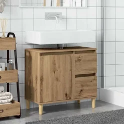 vidaXL Armoire lavabo chêne artisanal 65x33x60 cm bois d'ingénierie