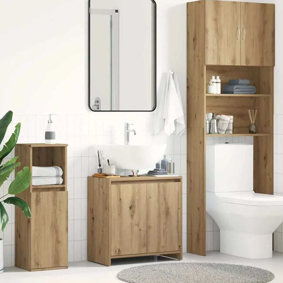 vidaXL Armoire lavabo de salle de bain chêne artisanal 60x33x60 cm