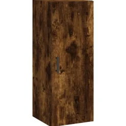 vidaXL Armoire murale chêne fumé 34,5x34x90 cm