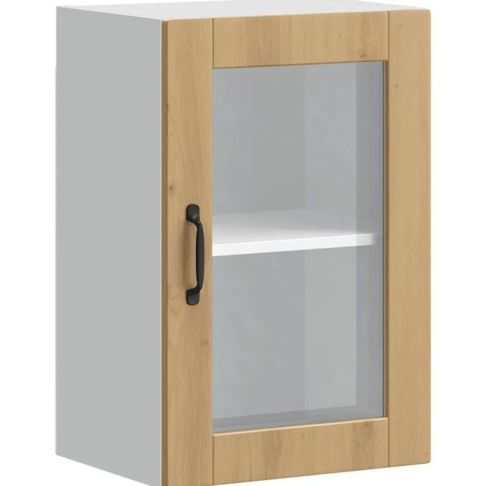 vidaXL Armoire murale de cuisine porte en verre Porto chêne artisanal