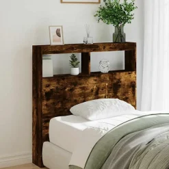 vidaXL Armoire tête de lit avec LED chêne fumé 100x17x102 cm