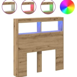 vidaXL Armoire tête de lit avec LED chêne artisanal 100x17x102 cm