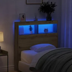vidaXL Armoire tête de lit avec LED chêne artisanal 100x17x102 cm