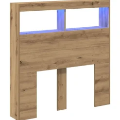 vidaXL Armoire tête de lit avec LED chêne artisanal 100x17x102 cm