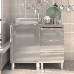 vidaXL Armoires de cuisine commerciales 2 pièces en acier inoxydable