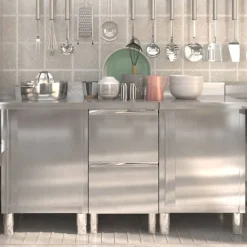 vidaXL Armoires de cuisine commerciales 3 pièces en acier inoxydable