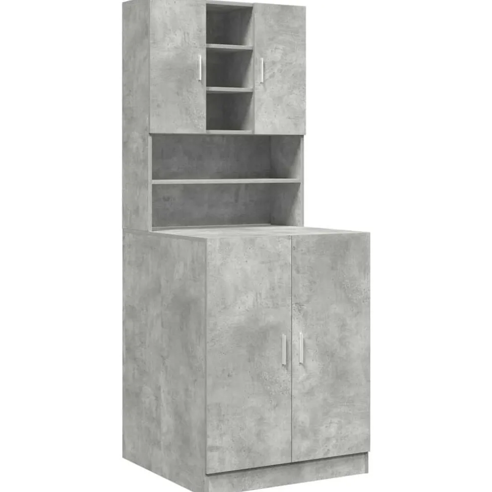 vidaXL Armoires pour machine à laver 2pcs gris béton bois ingénierie