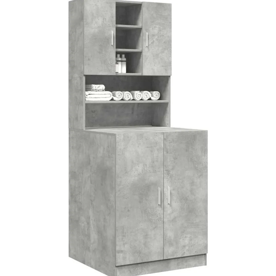 vidaXL Armoires pour machine à laver 2pcs gris béton bois ingénierie