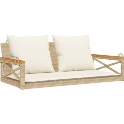 vidaXL Balancelle avec coussins beige 109x62x40 cm résine tressée