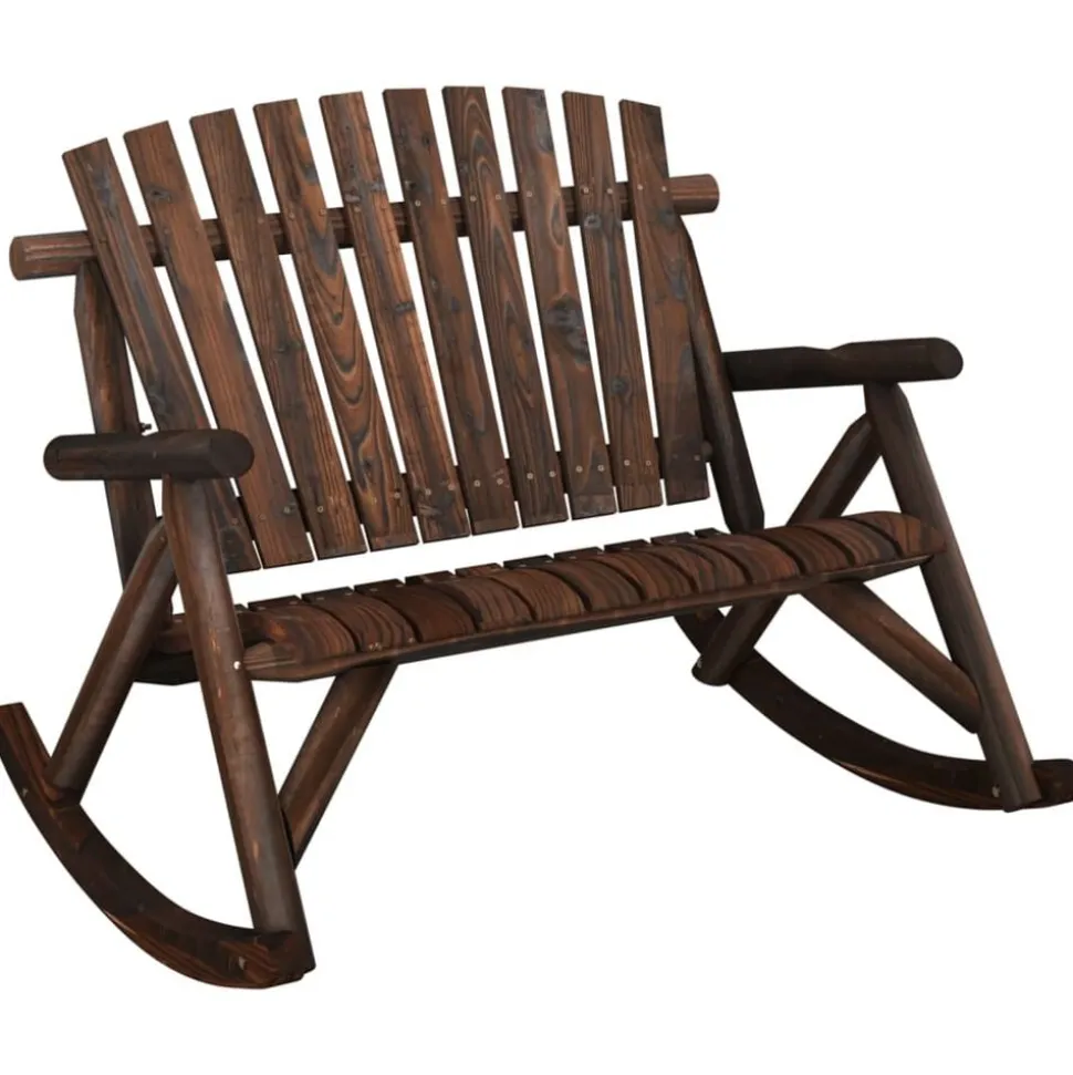vidaXL Banc à bascule jardin 2 places 123x96x102 cm bois massif épicéa