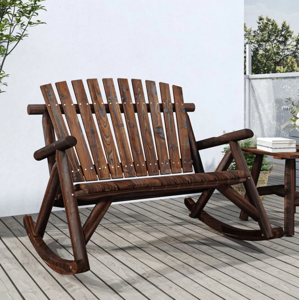 vidaXL Banc à bascule jardin 2 places 123x96x102 cm bois massif épicéa