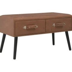 vidaXL Banc avec tiroirs 80 cm Marron foncé Similicuir