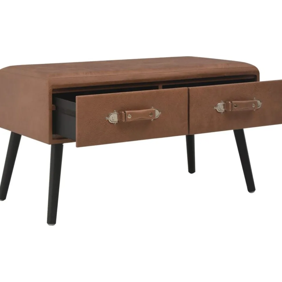 vidaXL Banc avec tiroirs 80 cm Marron foncé Similicuir
