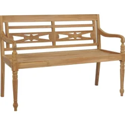 vidaXL Banc Batavia avec coussin crème 120 cm Bois de teck massif