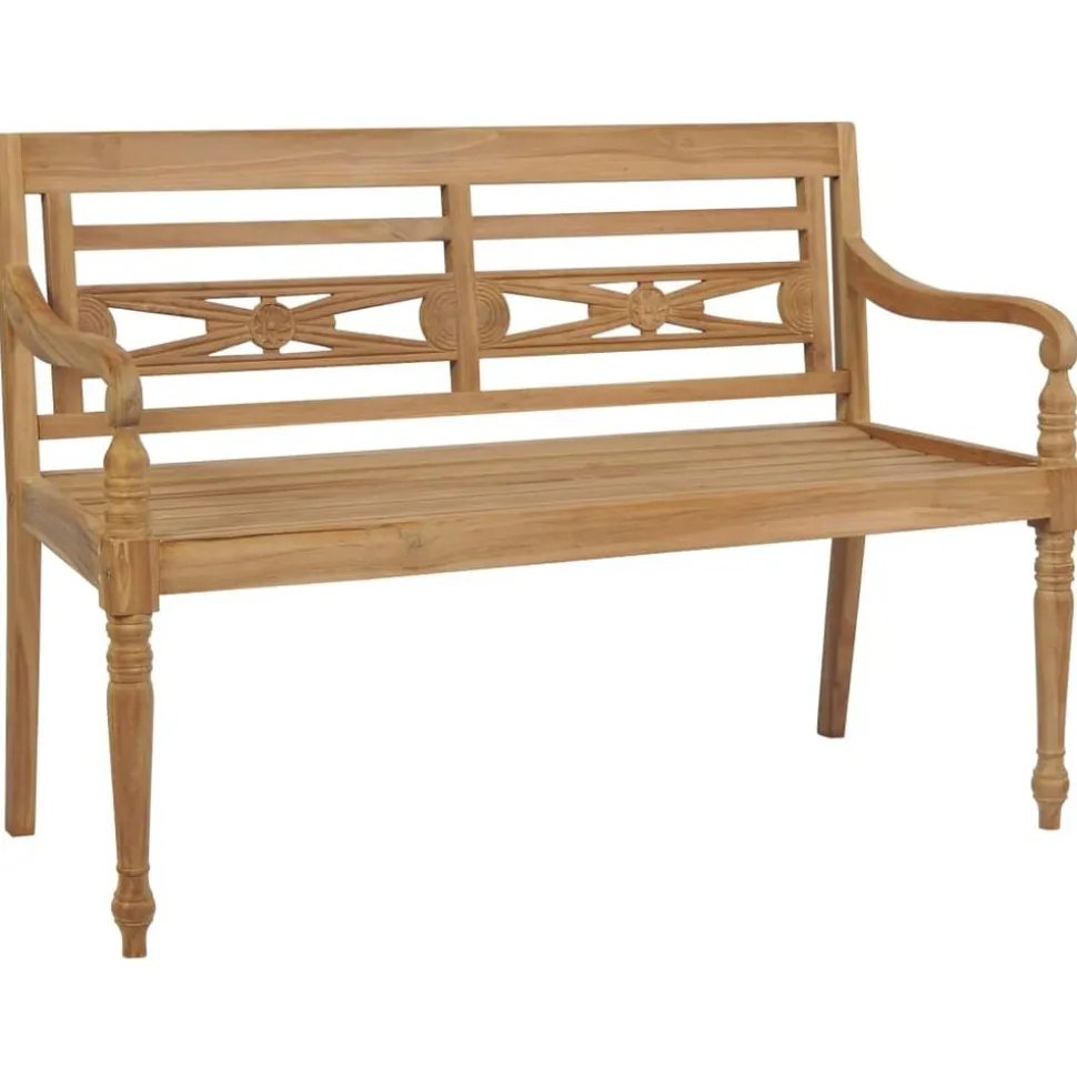 vidaXL Banc Batavia avec coussin crème 120 cm Bois de teck massif