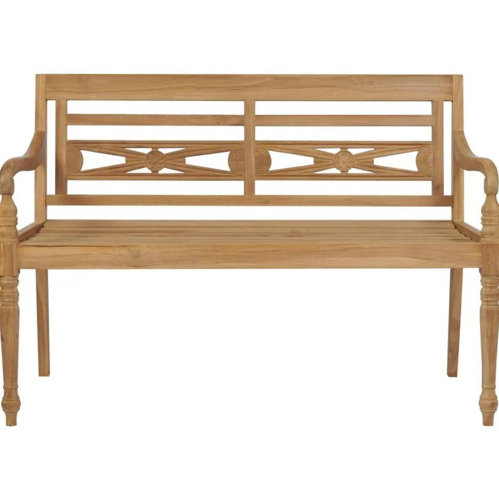 vidaXL Banc Batavia avec coussin crème 120 cm Bois de teck massif