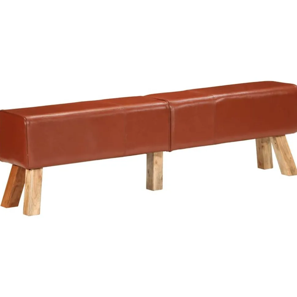 vidaXL Banc de gymnastique marron 160 cm cuir véritable