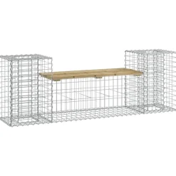 vidaXL Banc de jardin design gabion 183x41x60,5cm bois de pin imprégné