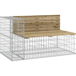vidaXL Banc de jardin design gabion 347x71x65,5cm bois de pin imprégné