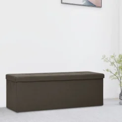 vidaXL Banc de rangement pliable Marron foncé Faux lin