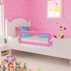 vidaXL Barrière de sécurité de lit d'enfant Rose 120x42 cm Polyester