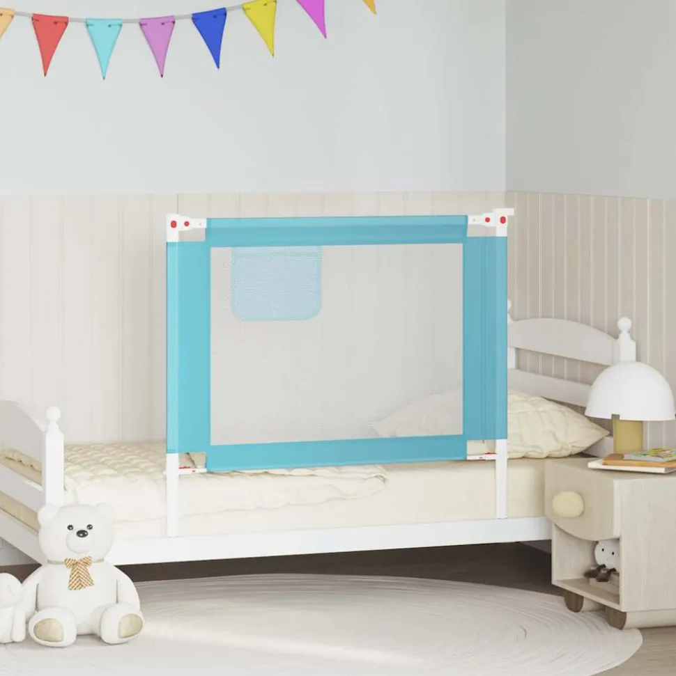 vidaXL Barrière de sécurité de lit d'enfant Bleu 100x25 cm Tissu