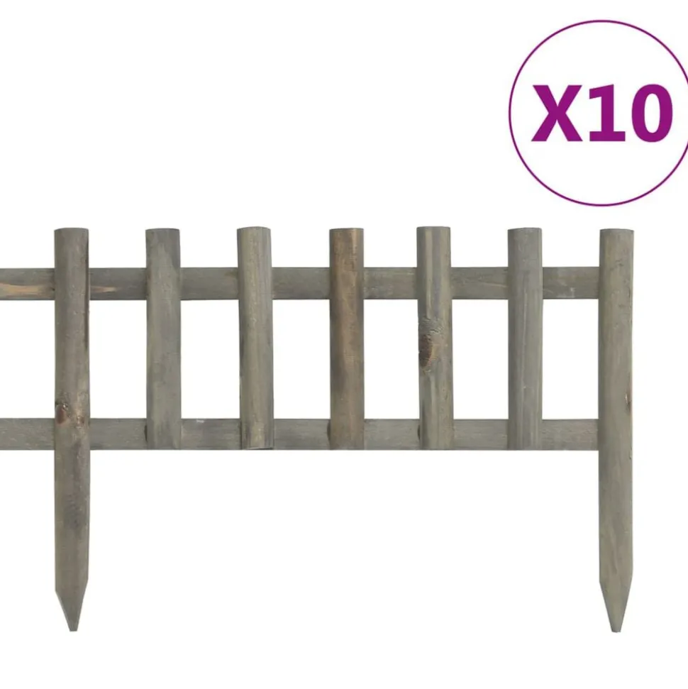 vidaXL Bordure de jardin 10 pcs Bois de sapin 4,4 m