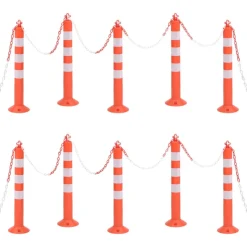 vidaXL Bornes de contrôle du trafic 10 pcs avec chaîne 75 cm PE