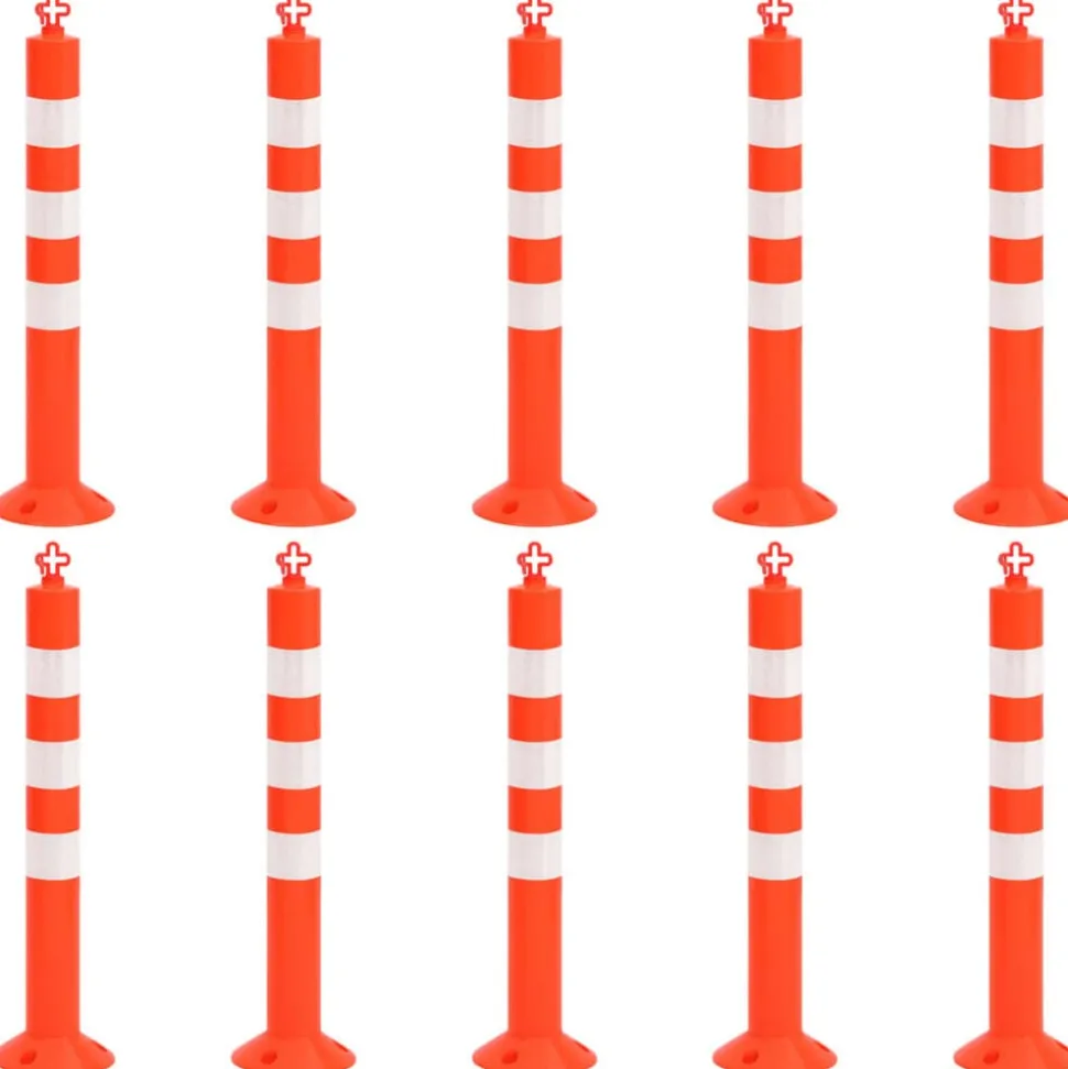 vidaXL Bornes de contrôle du trafic 10 pcs avec chaîne 75 cm PE