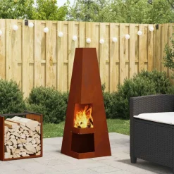 vidaXL Braise Marron 35 x 35 x 100 cm Acier Corten