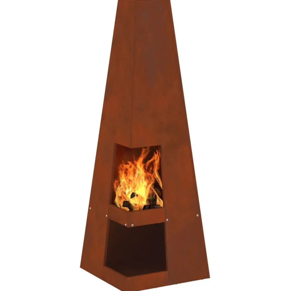vidaXL Braise Marron 35 x 35 x 100 cm Acier Corten