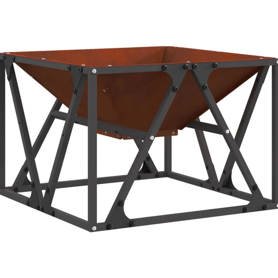 vidaXL Braise Marron 50 x 50 x 35 cm Acier patiné