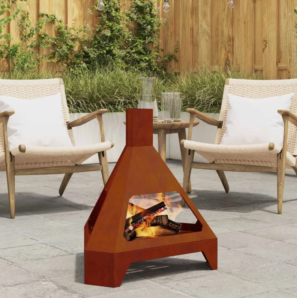 vidaXL Braise Marron 50 x 43 x 52 cm Acier patiné