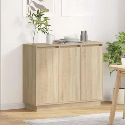 vidaXL Buffet LED Chêne Sonoma 90 x 32 x 75 cm Bois d'ingénierie