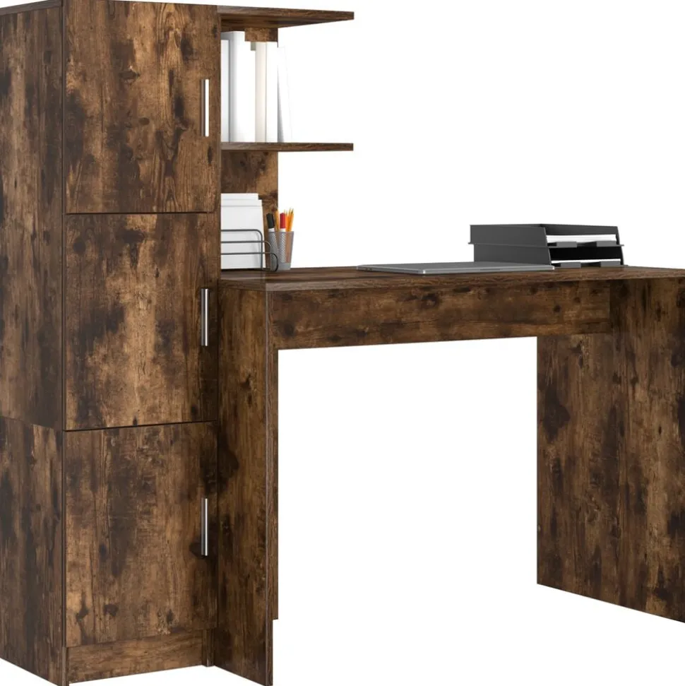 vidaXL Bureau 2 pcs Chêne fumé