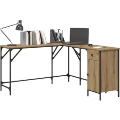 vidaXL Bureau Chêne artisanal 141 x 141 x 75 cm Bois d'ingénierie