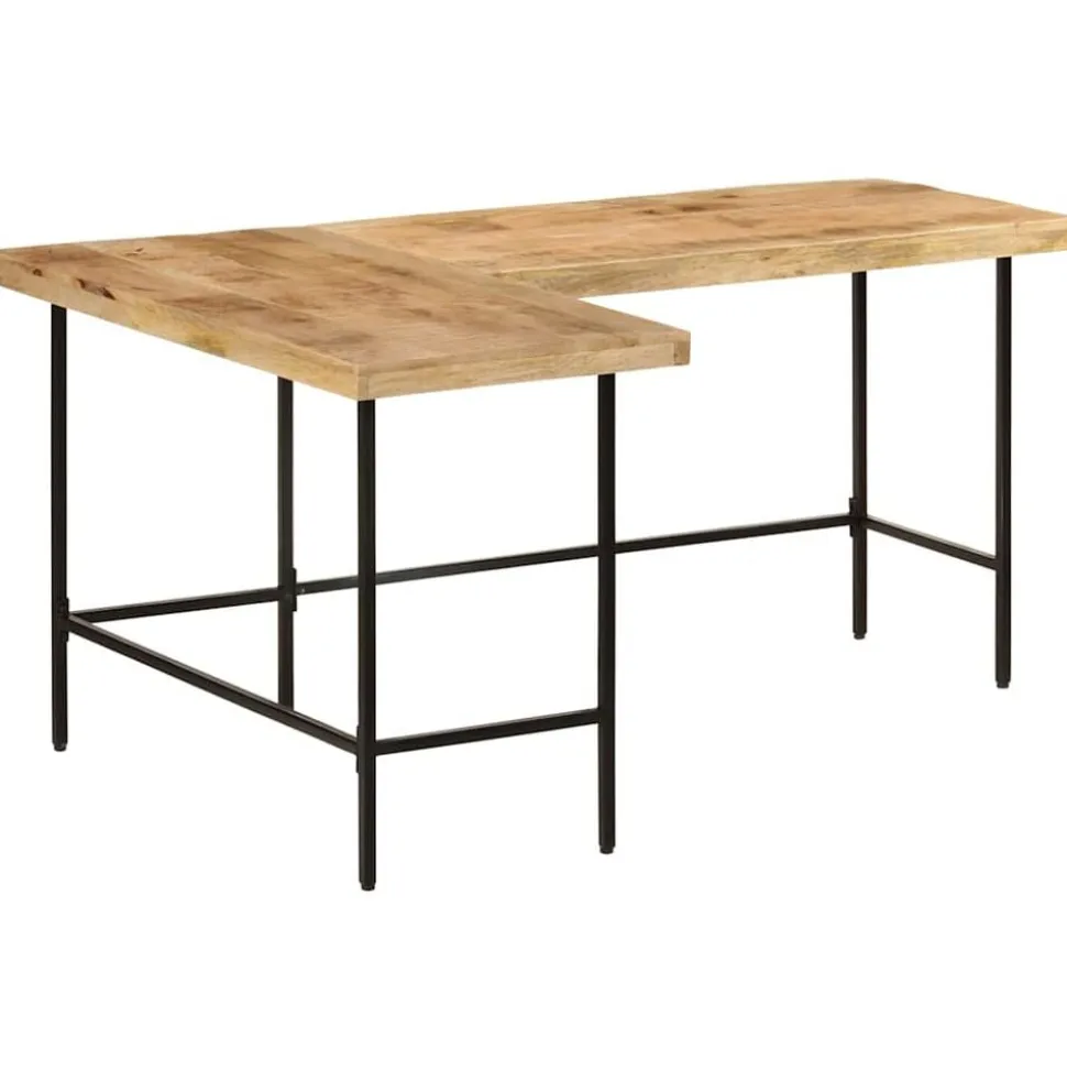vidaXL Bureau 165x110x77 cm bois massif de manguier et fer