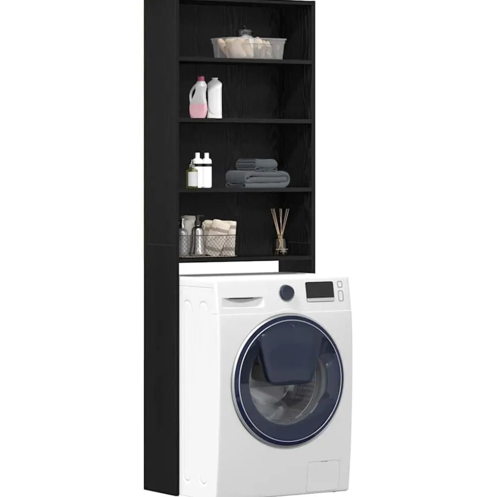 vidaXL Cabinet pour lave-linge Chêne noir 64 x 24 x 190 cm